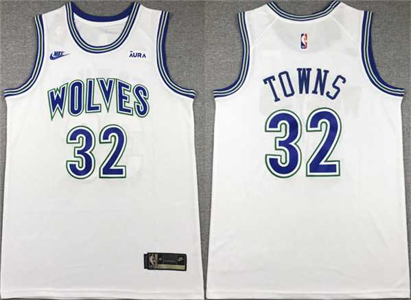 Mens Minnesota Timberwolves #32 Karl-Anthony Towns White City Edition Stitched Jersey